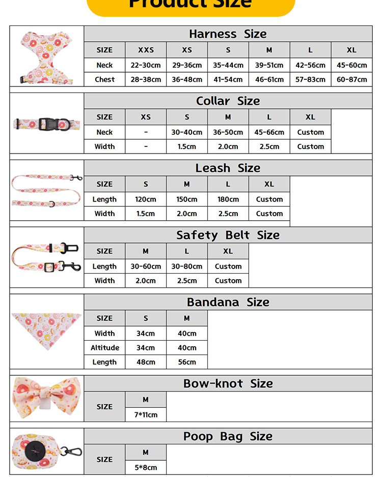 Comfortable Yellow Leash Collar Harness Set Neoprene Puppy Collar And Lead Set
