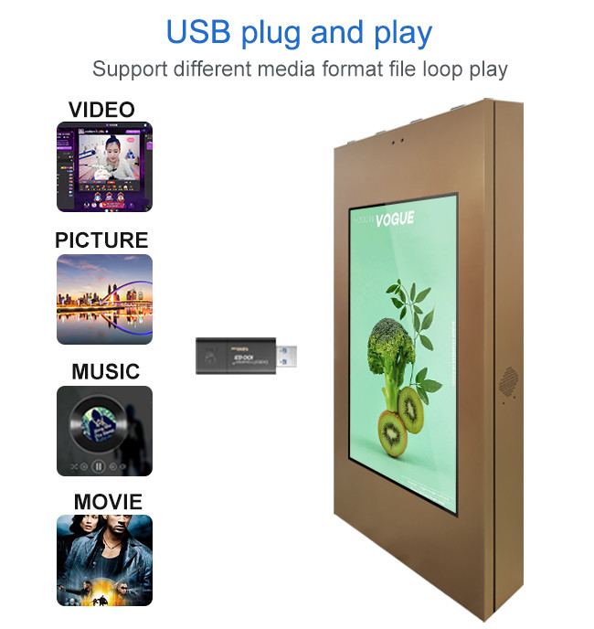 Exterior 49 Inch LCD Digital Display Withstand Rain Heat Snow Wind Condition