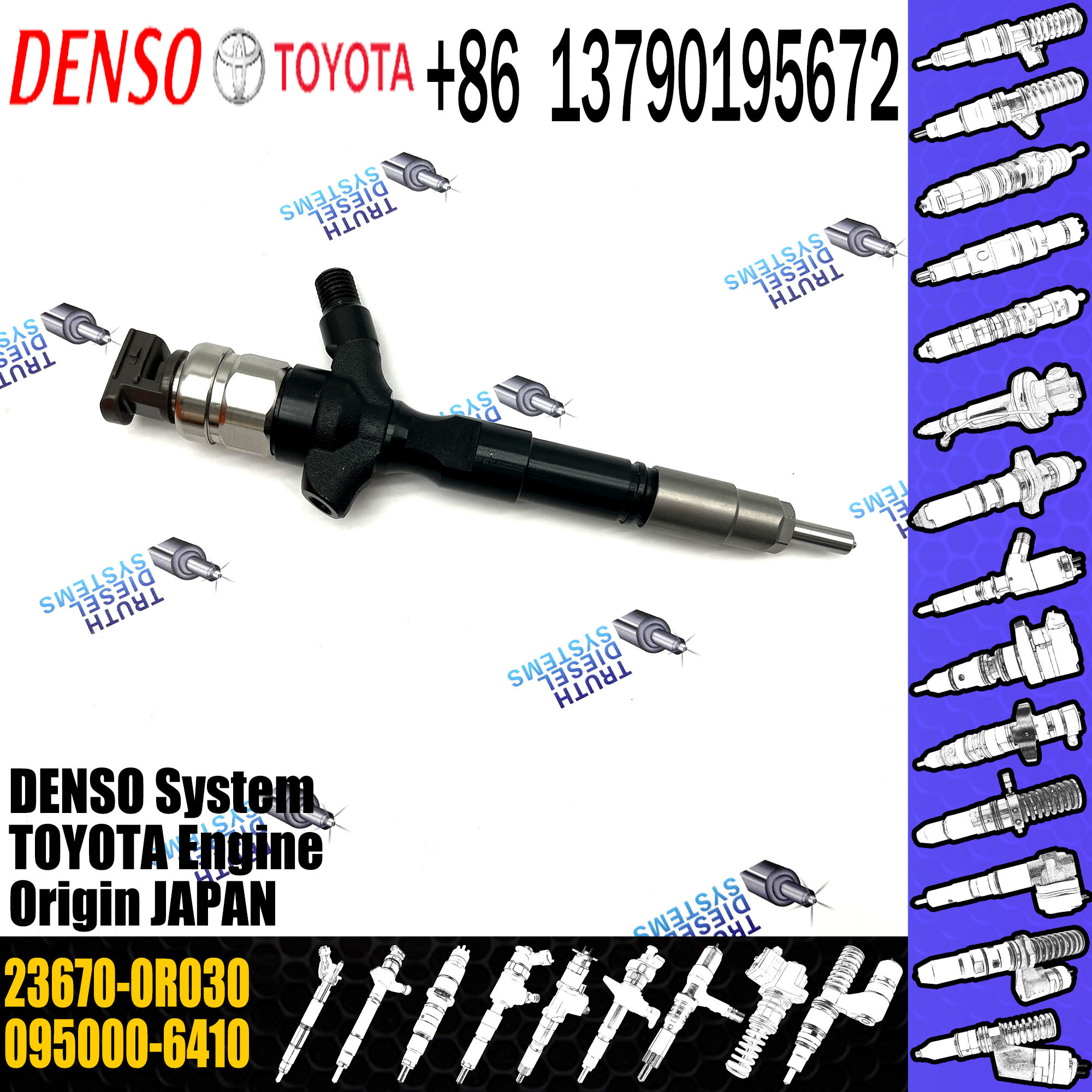 Assembly for Toyota 1AD-FTV Rav4 common rail injector 095000-6410 095000-6960 23670-0R030