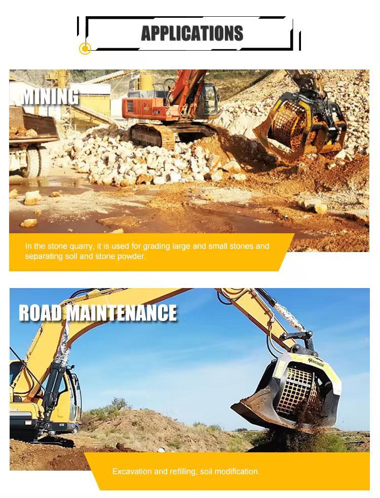 Rotary Screening Bucket Excavator Attachments Hydraulic Drum Screening Hopper Rotating Screening Bucket