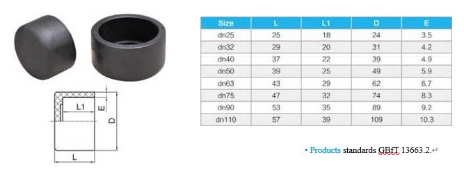 PE100 Socket End Cap 45 DN25-DN110 PN16 Underground Poly Pipe