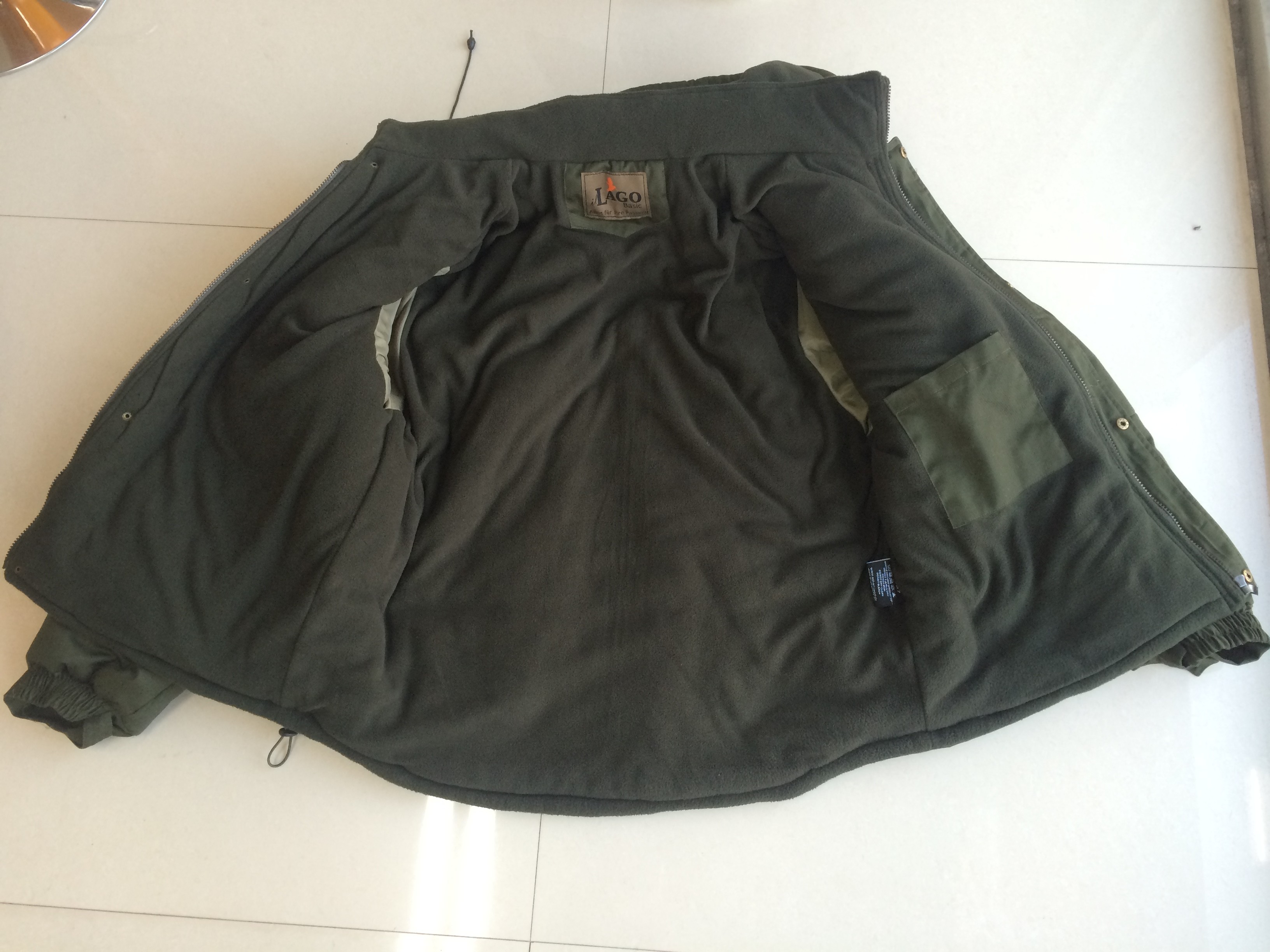 padded jacket, polar fleece jacket, olive green, S-3XL, padding and polarfleece lining, 023L