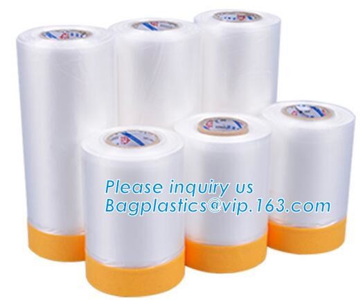 Pre-tapd paint masking film HDPE,Car paint repair masking film with tape, Hot sell masking film with adhesive tape, PAC
