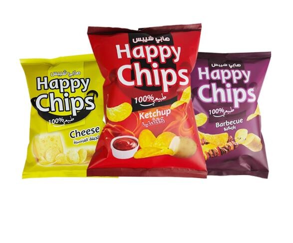 Custom Food Popcorn Potato Chips three side seal pouch for Snack