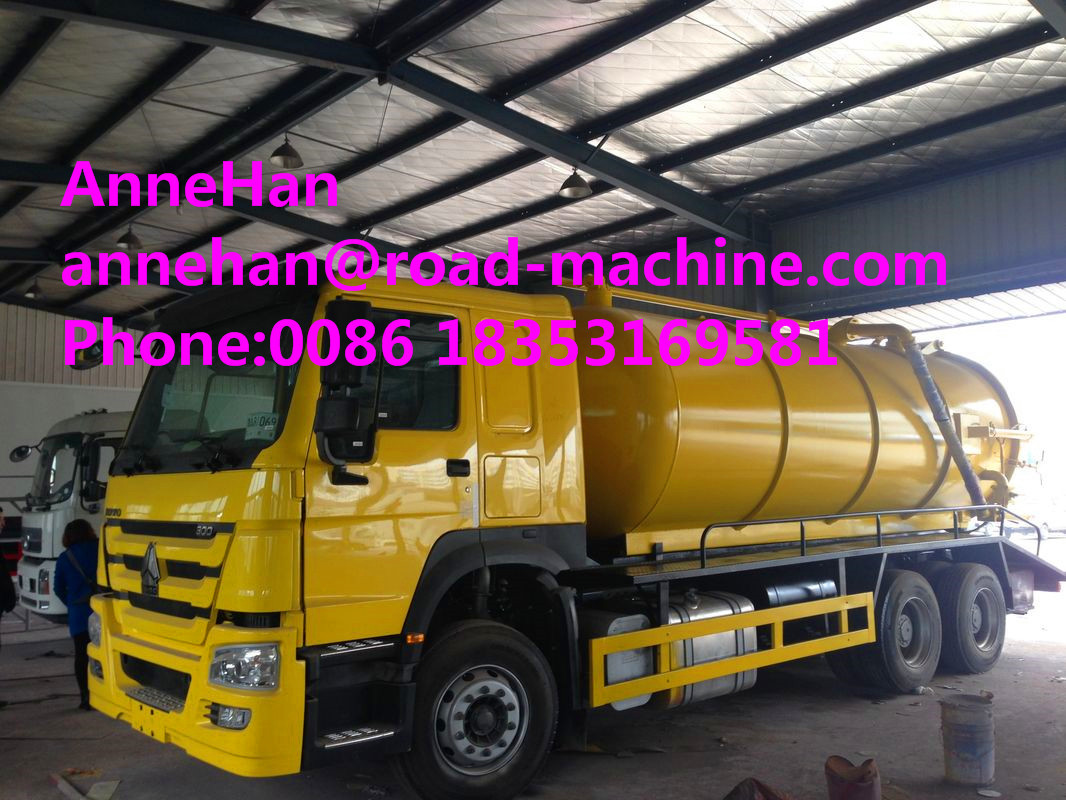 SINOTRUK 6M3 290hp Sewage Suction Truck EURO II Emission with 12.00R20 model Radial Tire Septic Tank Pumping Truck