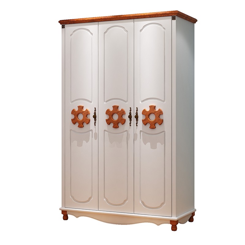 American Style Mediterranean White Clothes cabinet wooden wardrobe