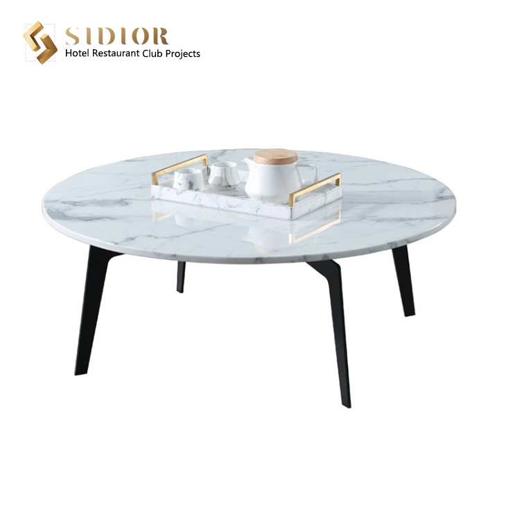 Coffee Table, Corner Table, Restaurant Center Table, Club Tea Table, Natural Marble Top, Powder Coated Steel Base