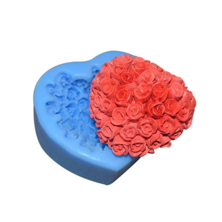Food Grade Silicone Baking Utensils Fondant Cake Heart Rose 3d Silicone Mold