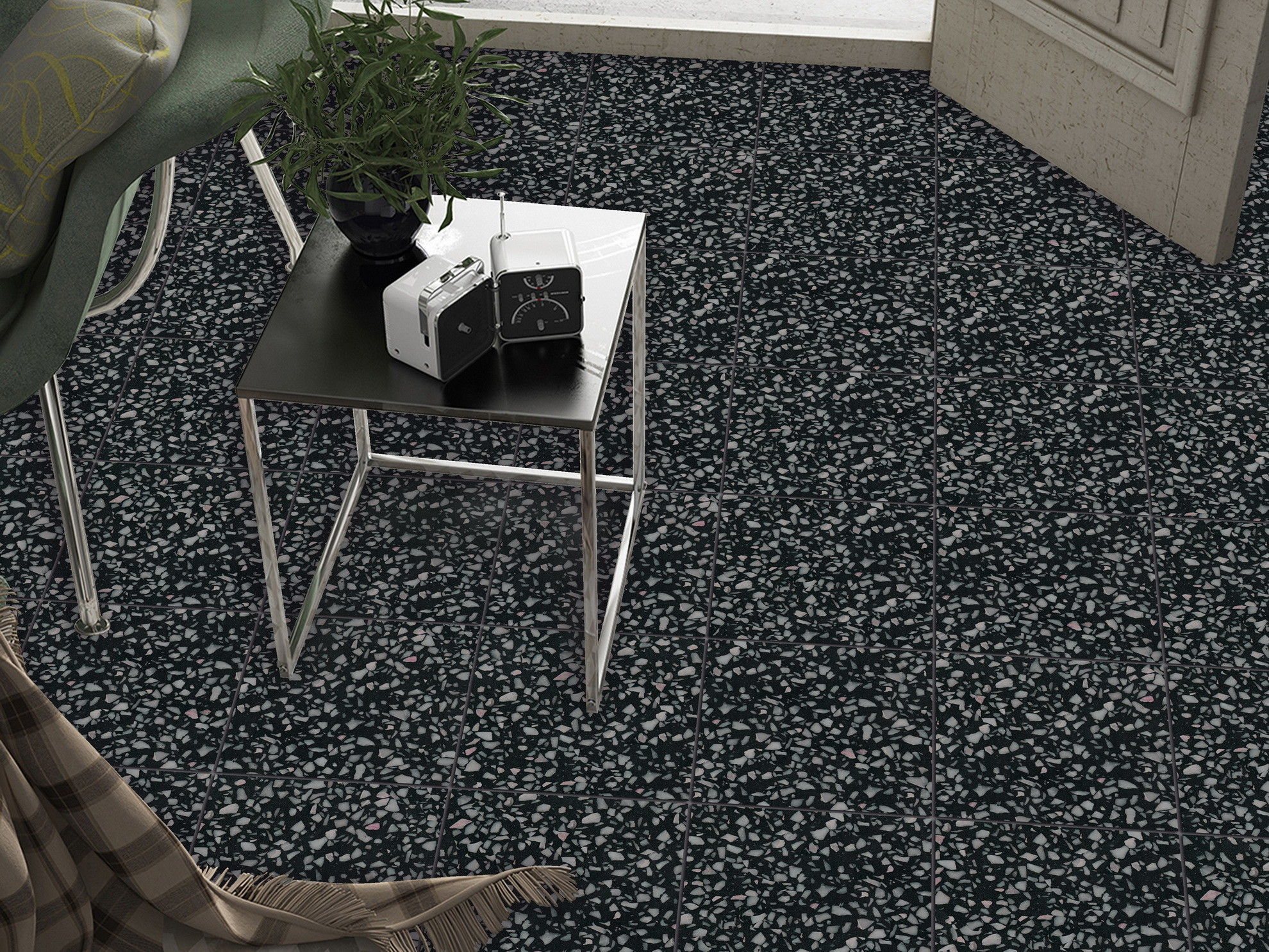 Durable Black 250x250mm Wall Tile For Living Room And W.A 6% Floor Ceramic Rustic Tile For Decoration
