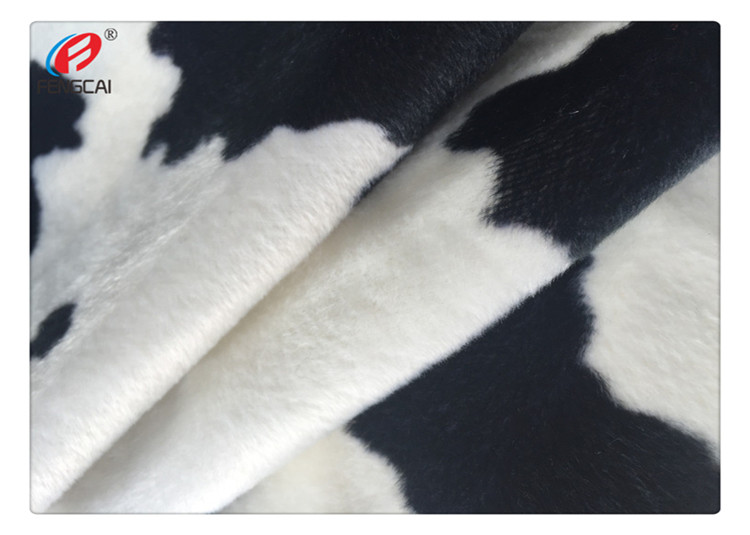 Velboa Short Plush 100% Polyester Velvet Fabric Animal Cow Pattern Print