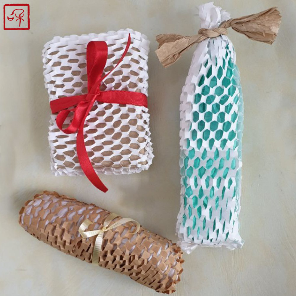 38CM*30M White Kraft Packaging Roll Honeycomb Paper For Wrapping