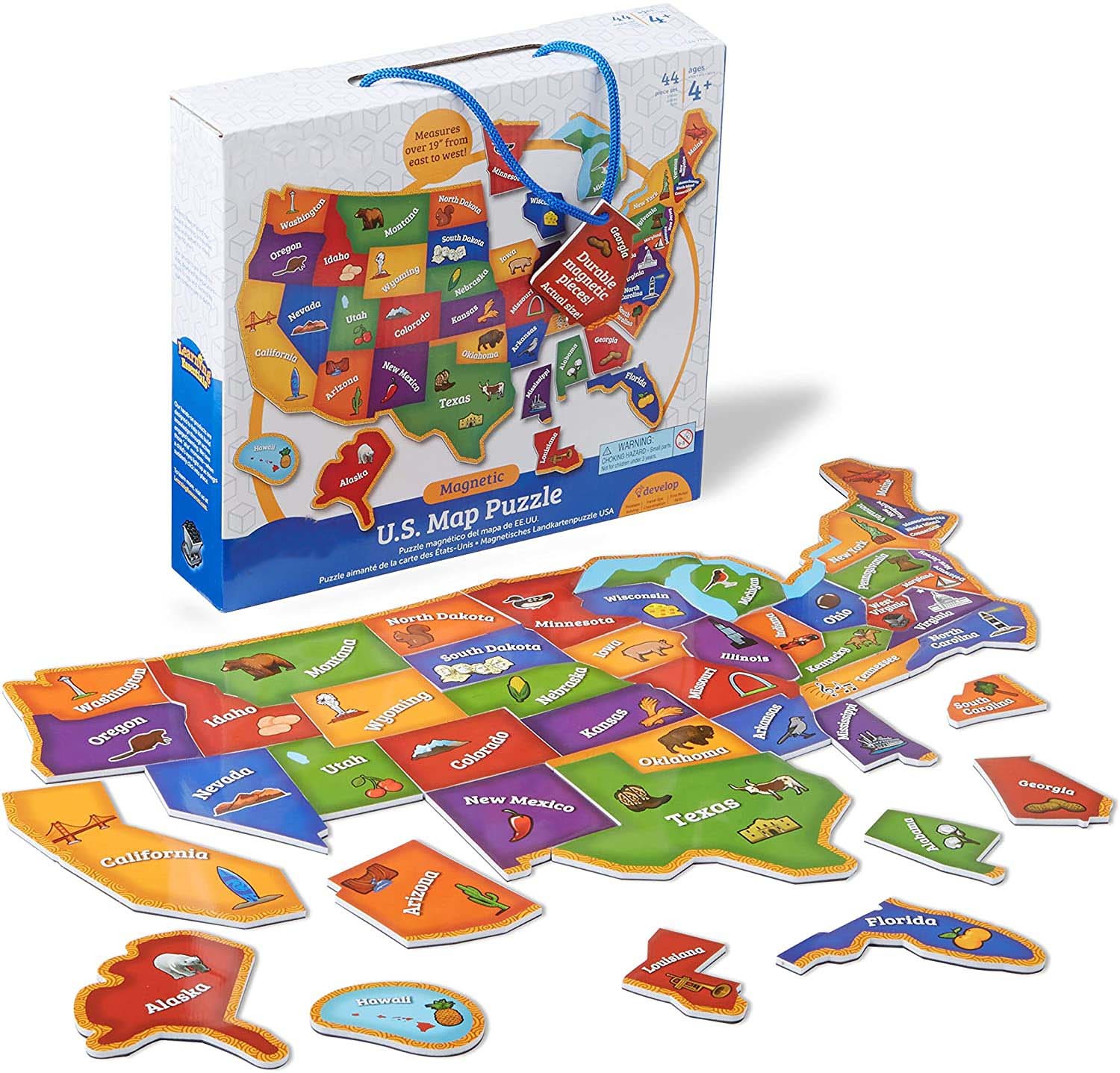 44 Pieces Magnetic USA Map Puzzle Fun Geography For Kids Ages 4+