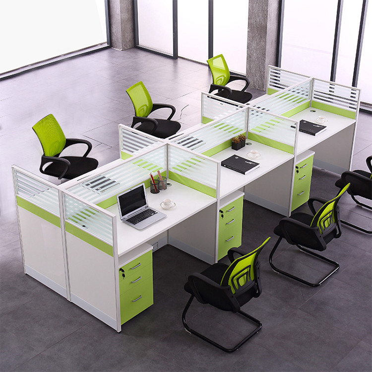 Green Call Center Office Cubicles Workstation Thickness 30mm