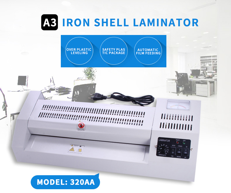 Temperature-Controlled Metal Rubber Roller A3 Laminating Machine for Office Lamination