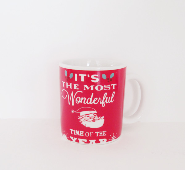 Wholesale ceramic Festive red decal Christmas mug coffee mugs