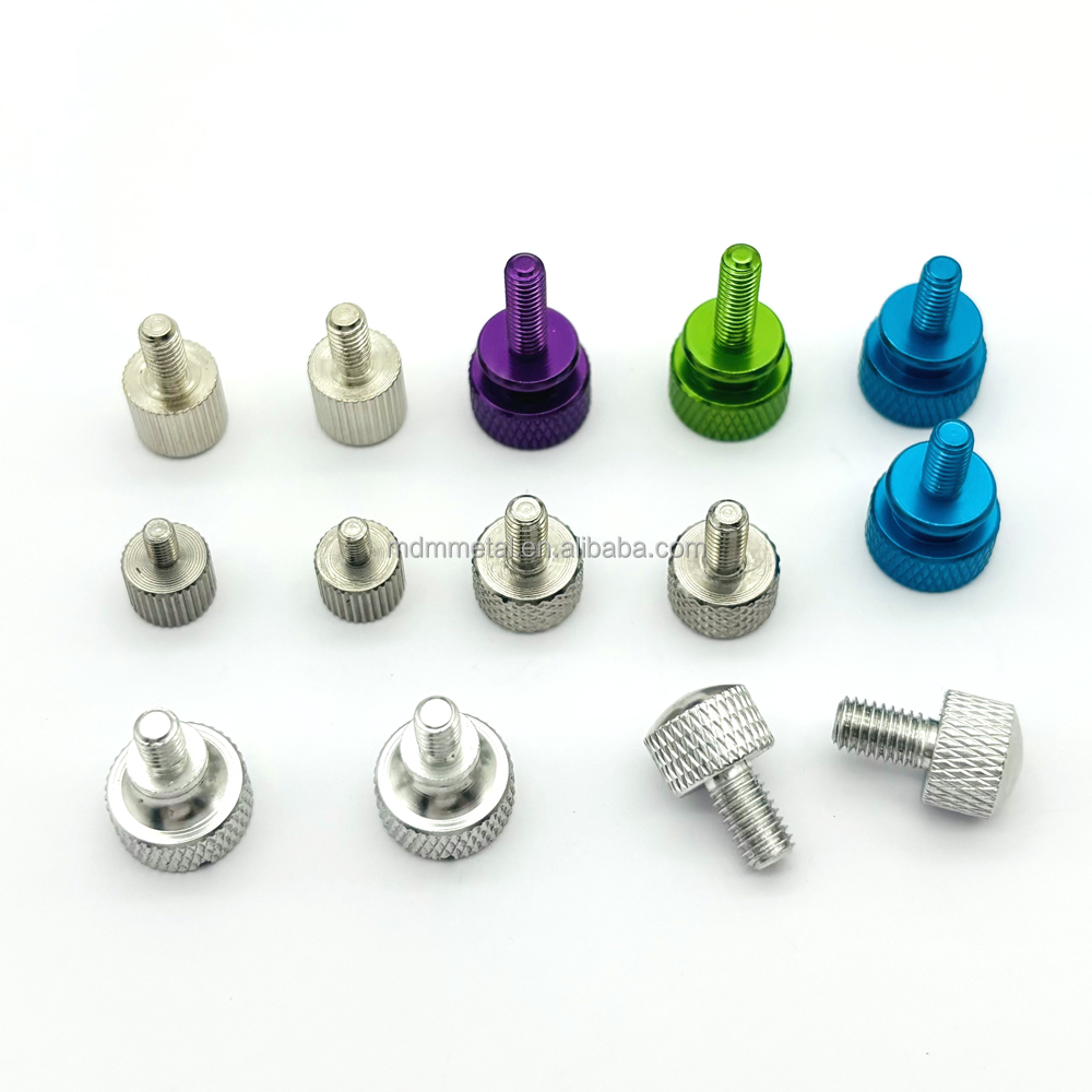 CNC Turning Milling Stainless Steel Anodized Aluminum Flat Head Knurled Thumb Screws