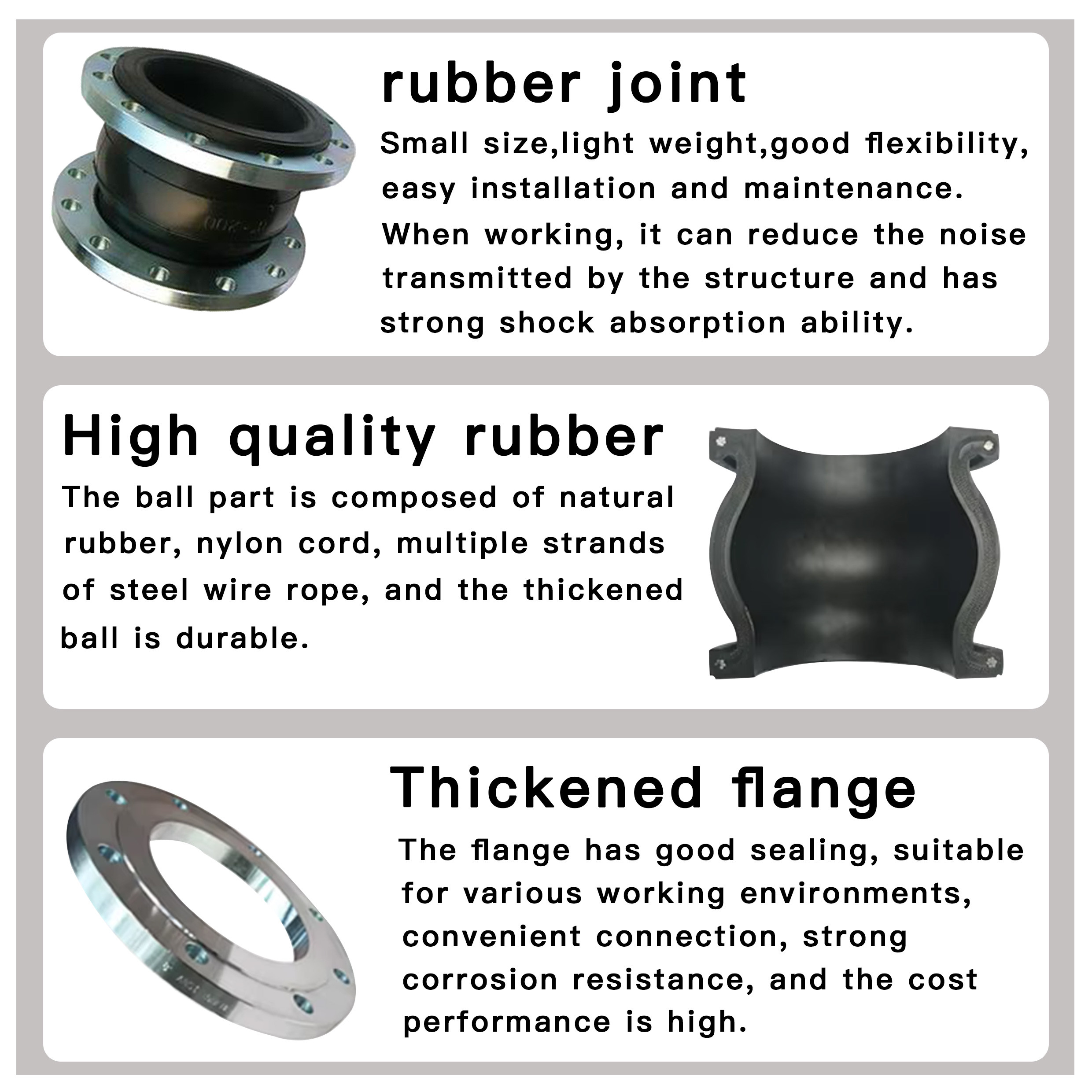 NR NBR EPDM Single Sphere Rubber Expansion Joint For High Rise Water Supply System