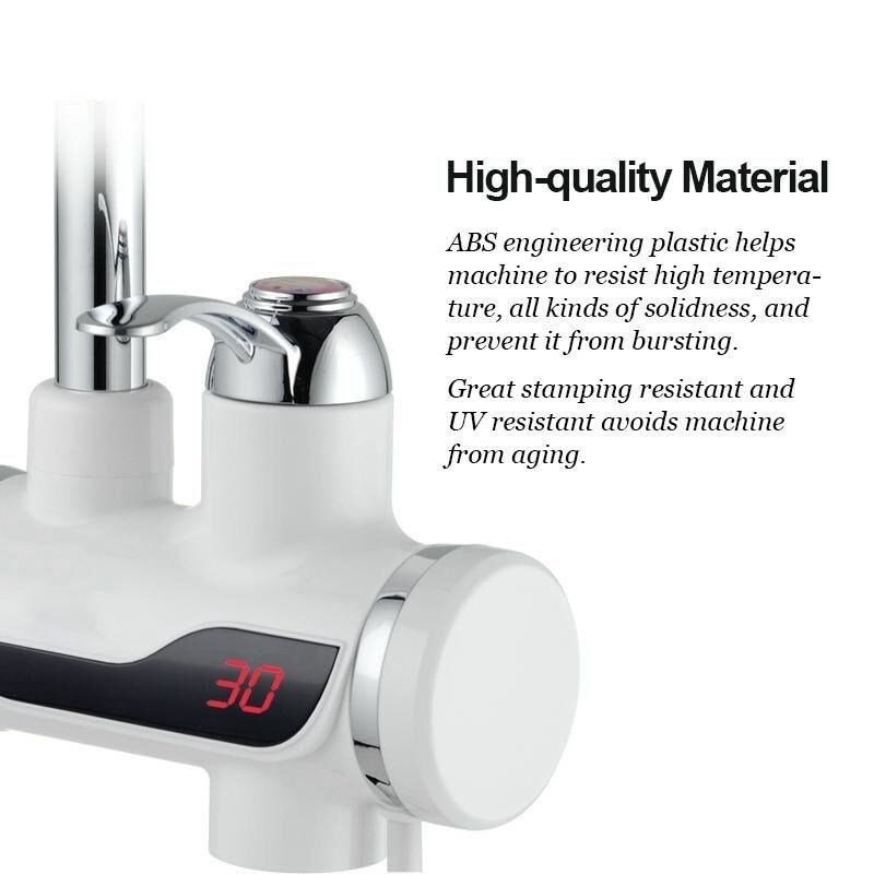 Deck Mounted 3000W Kitchen Instant Hot Water Tap With LED EU Plug
