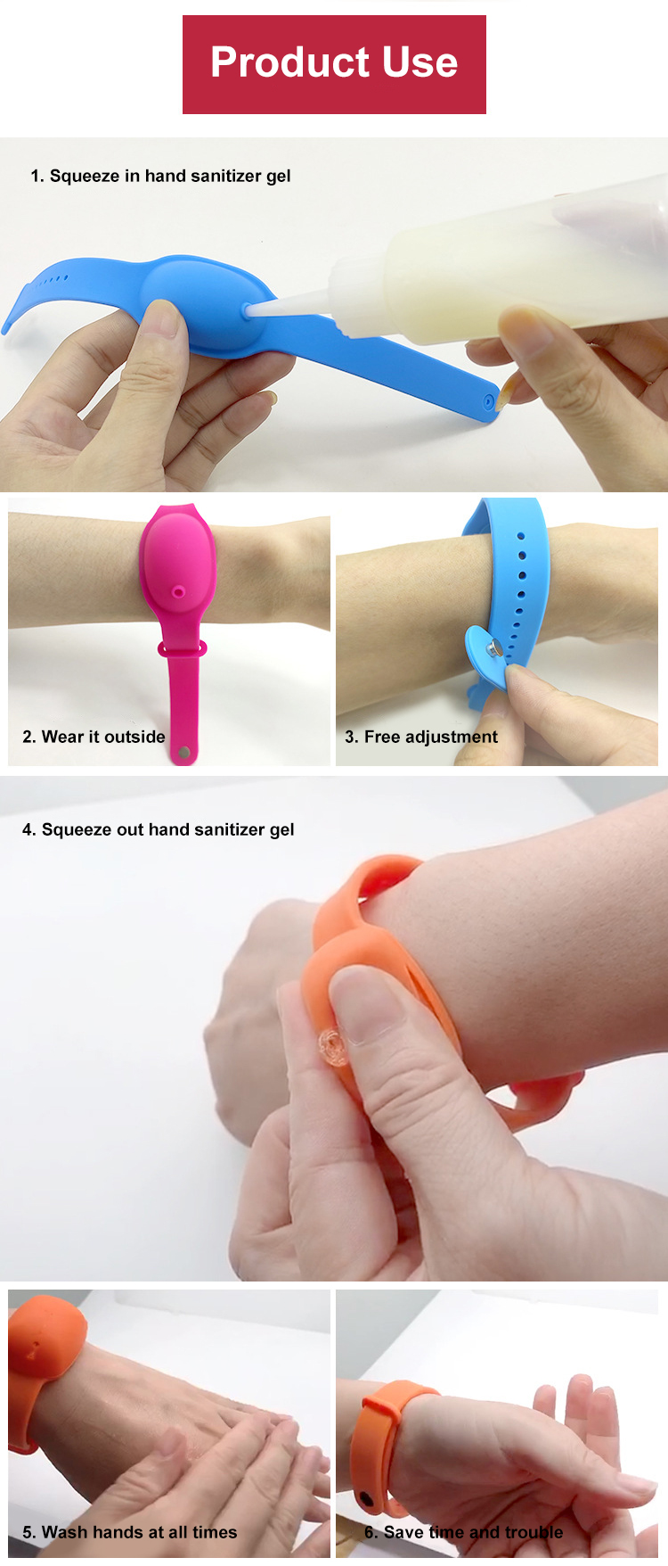 NEW Top Selling Silicone Hand Wristband Automatic Sanitizer Dispenser Bracelet