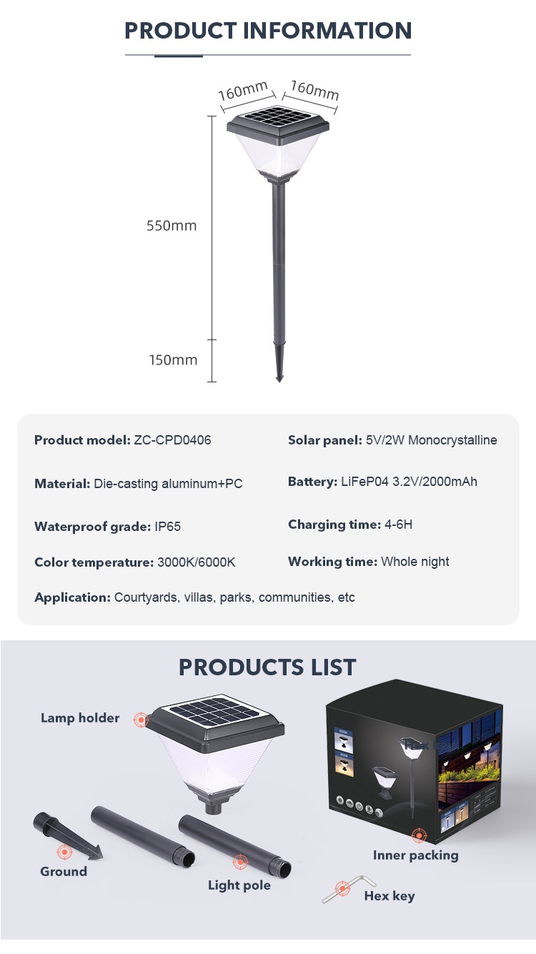 Dusk To Dawn Outdoor Garden Solar Spike Lights IP65 With Mono Solar Panel