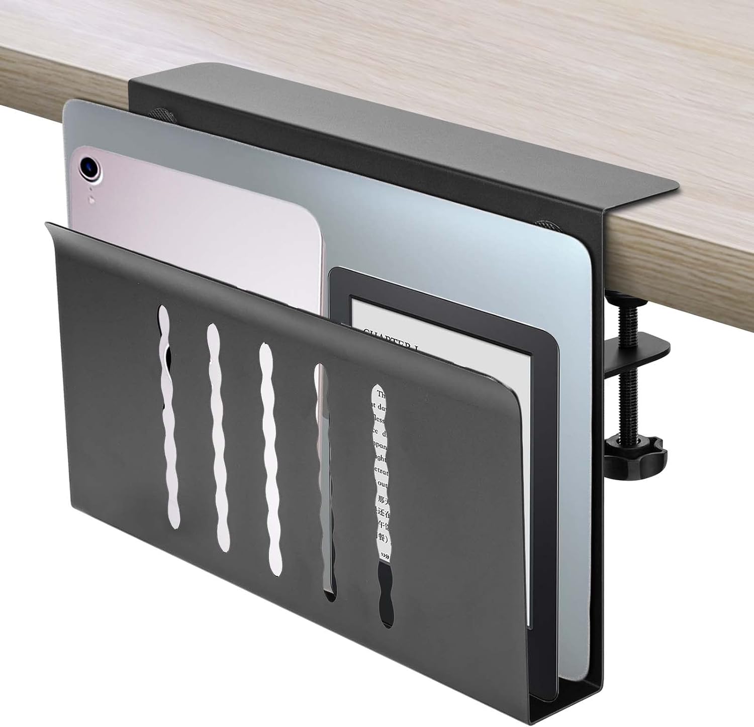 Standing Type Desk Storage Steel Hanging Desk Organizer No Drill for Office and Home