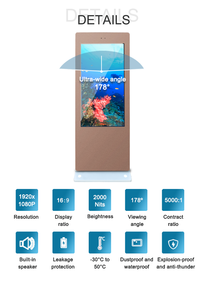 24/7 contant display Professional Outdoor LCD Advertisement Display Easy Update