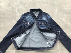 Buy cheap Womens Dark Wash Denim Jacket , Zip Through Ladies Trucker Jacket TW76740 product