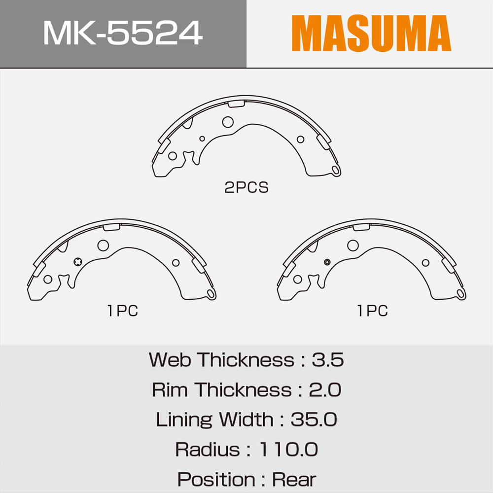 Semi-Metallic Brake Shoes for HONDA ACCORD INSPIRE 1A02-26-38ZA 1A08-26-38Z 1A08-26-38ZA