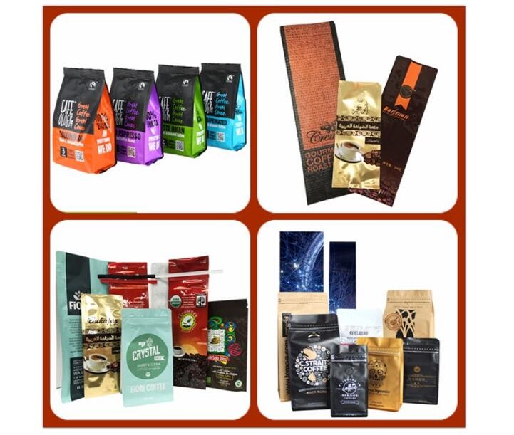 Custom Printed Food Grade Flat Bottom Coffee Poly Bag with Heat Seal