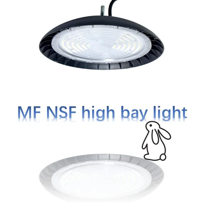 NSF CE UFO LED High Bay Light 100W Smooth Body Anti-Dust Design Easy Cleaning Food & Beverage Industry