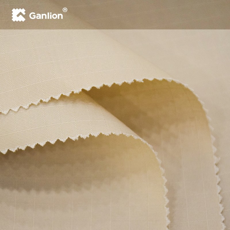 Khaki Polyester Cotton Spandex Stretch Woven Teflon Fabric Ripstop 2*2