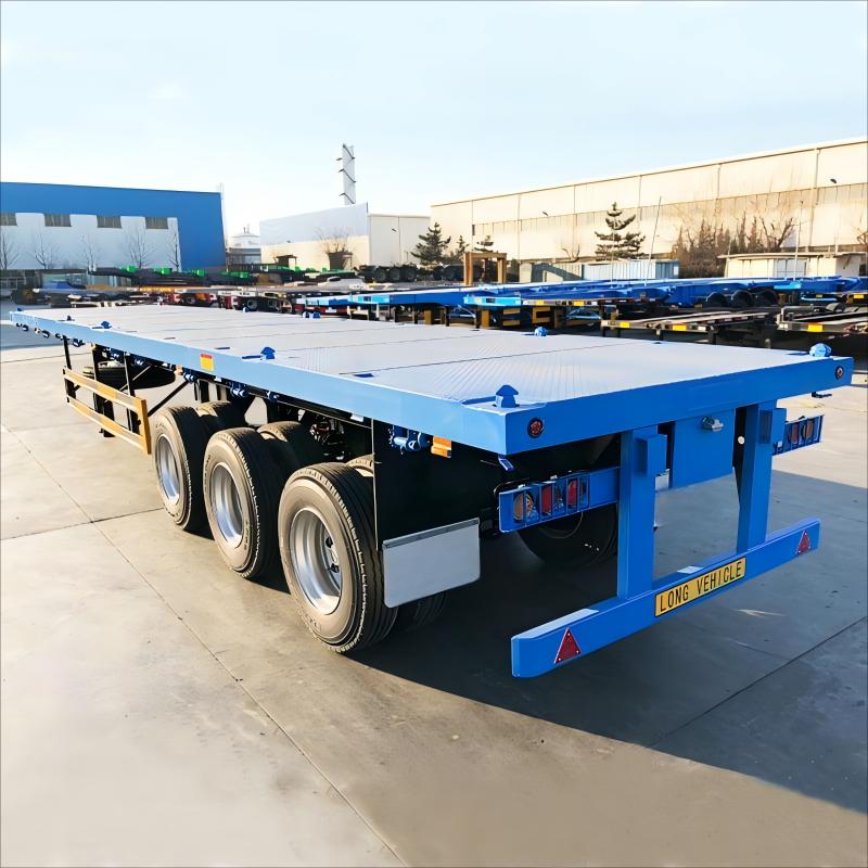 CIMC cheap 3 axles high Steel Cargo Hot Sale 20ft 40ft Container Chassis with lock Low Flat Deck transport Flatbed Semi Trailer