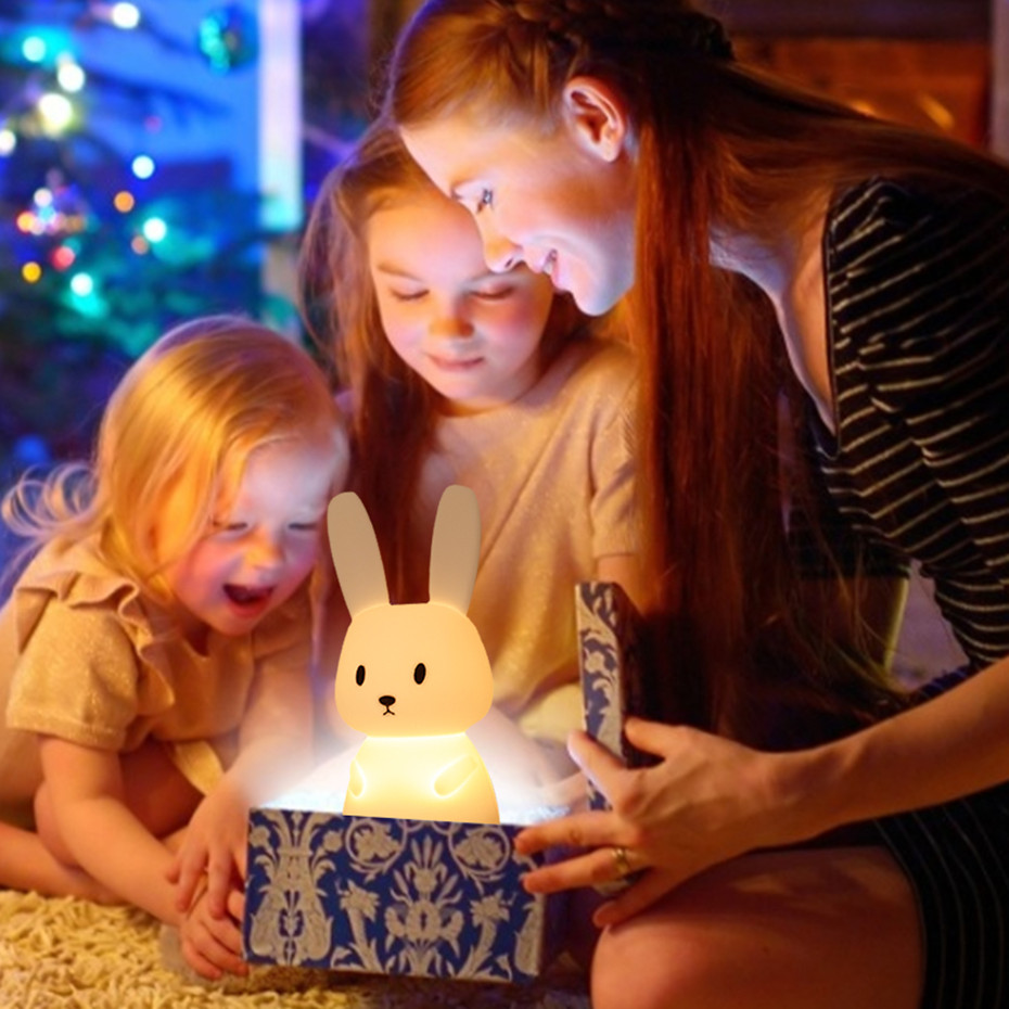 4100K LED Silicone Rabbit Night Light Touch Control For Bedroom
