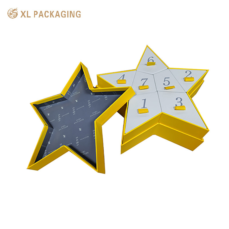 Star Shape 7 Day Paper Advent Calendar Packaging Box For Cookie Candy Biscuits
