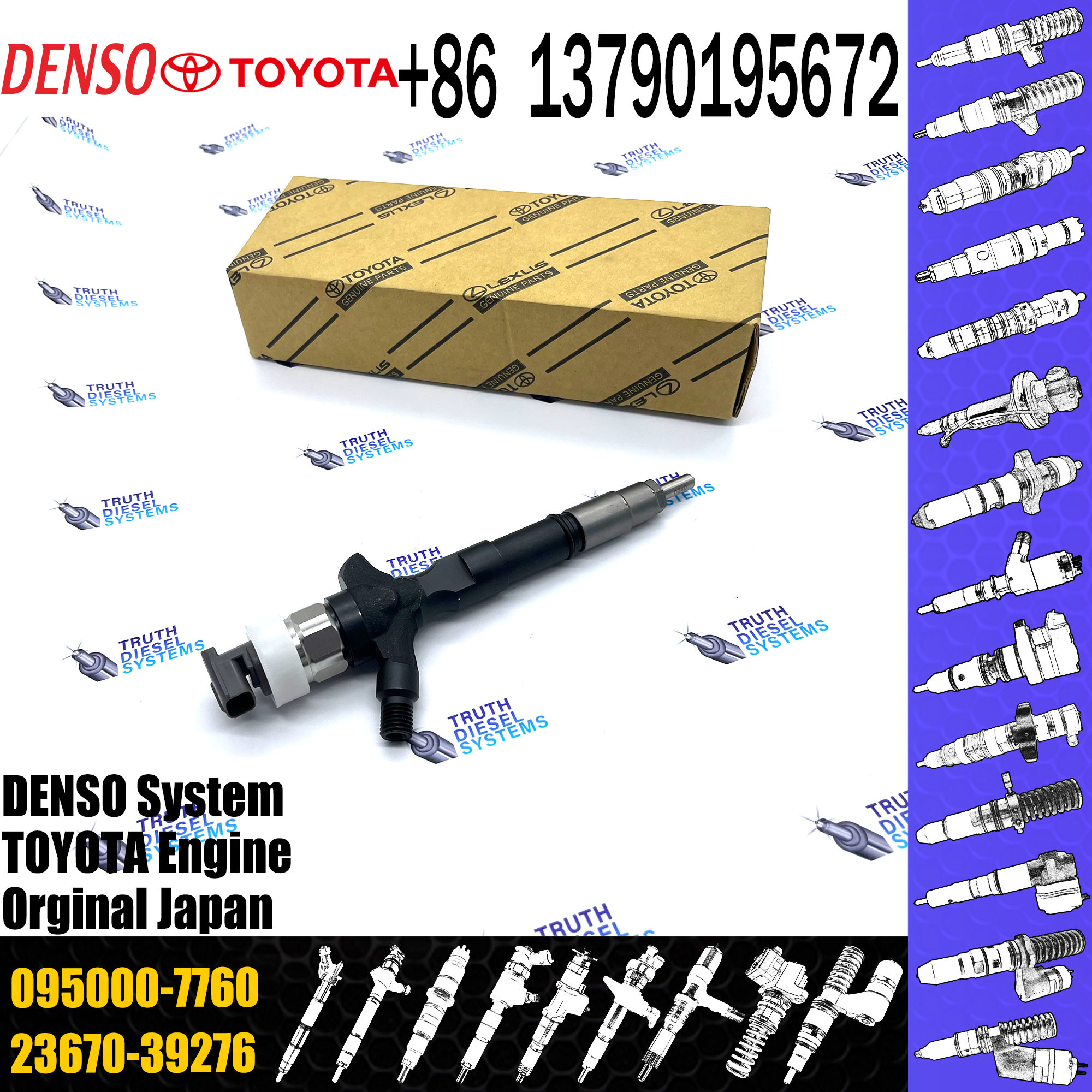 2KD Diesel Fuel Injector 23670-30300 095000-7760 095000-7761 095000-7751 095000-7750 Common Rail Diesel Injector