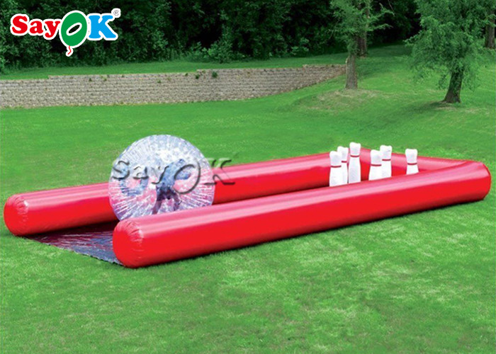 Inflatable Bowling Game 0.6mm PVC Inflatable Sports Games Single Lanes Human Bowling Ball Pins For Outdoor Event