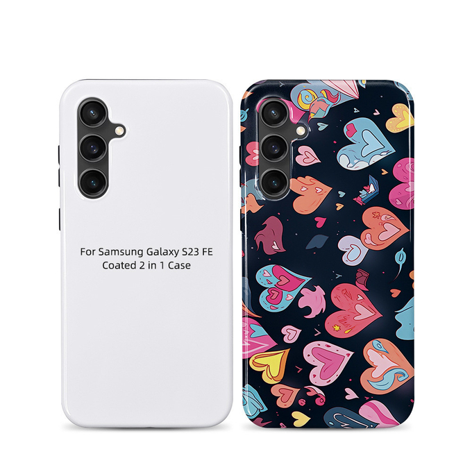 Customized Logo 3D Sublimation Dual Layer Phone Case For Samsung Galaxy S23 S24 S25 FE In 2 In 1 Design