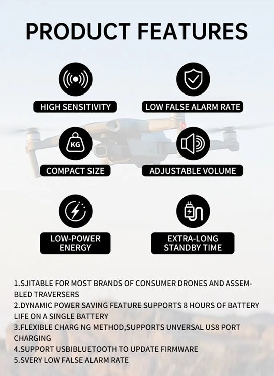 Portable 300MHz-6GHz Full Band Drone Signal Detector with 0-3km Wide-Range Anti Uav Jammer System