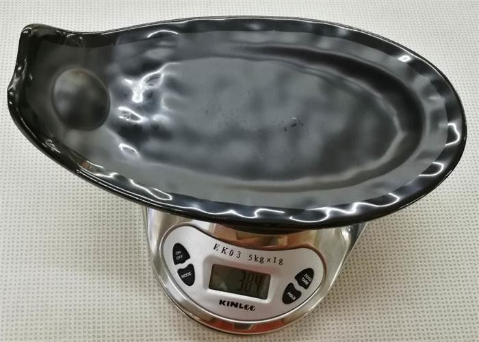 Length 25cm Weight 384g Porcelain Dinnerware Sets Boat-shape Black Melamine Plate