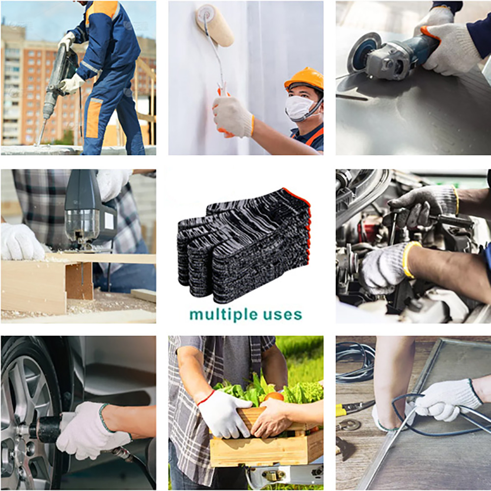 10Gague Polyester Lined Crinkle Latex Palm Coated Rubber Dipped Protective Work Gloves