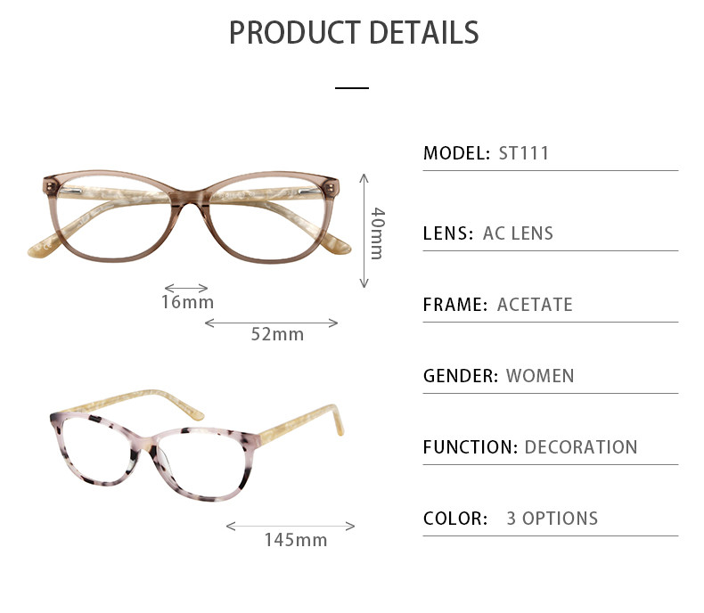 Optical Eyewear Acetate Frame Glasses Small Eyeglasses Frame Women Resin Lens
