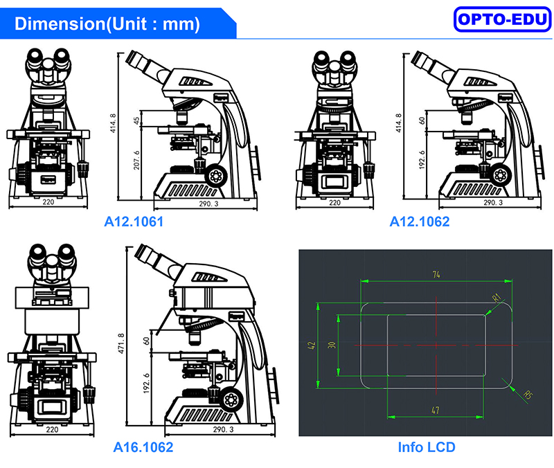 Opto-Edu A12.1062 Binocular Lcd Laboratory Biological Microscope