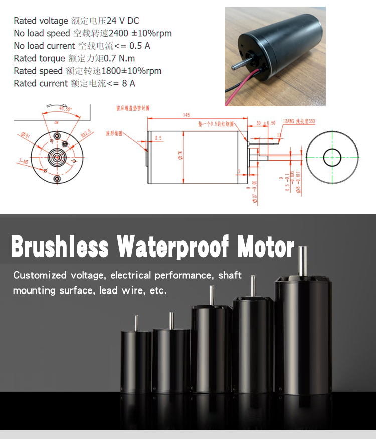 Brushless Dc Motor Faradyi Waterproof Low Power 24V 3300rpm Customized Brush Permanent Magnet Holder Hp Waterproof Motor IE 1