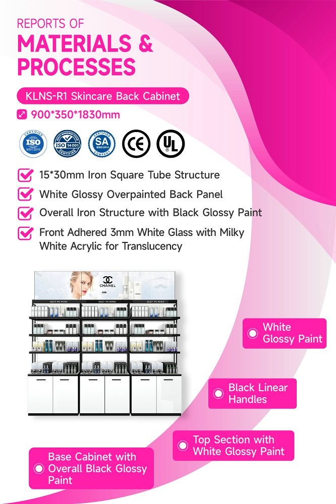 KLNS-R1 Versatile Display Spaces Skincare Display Cabinet with LED Strip Lights