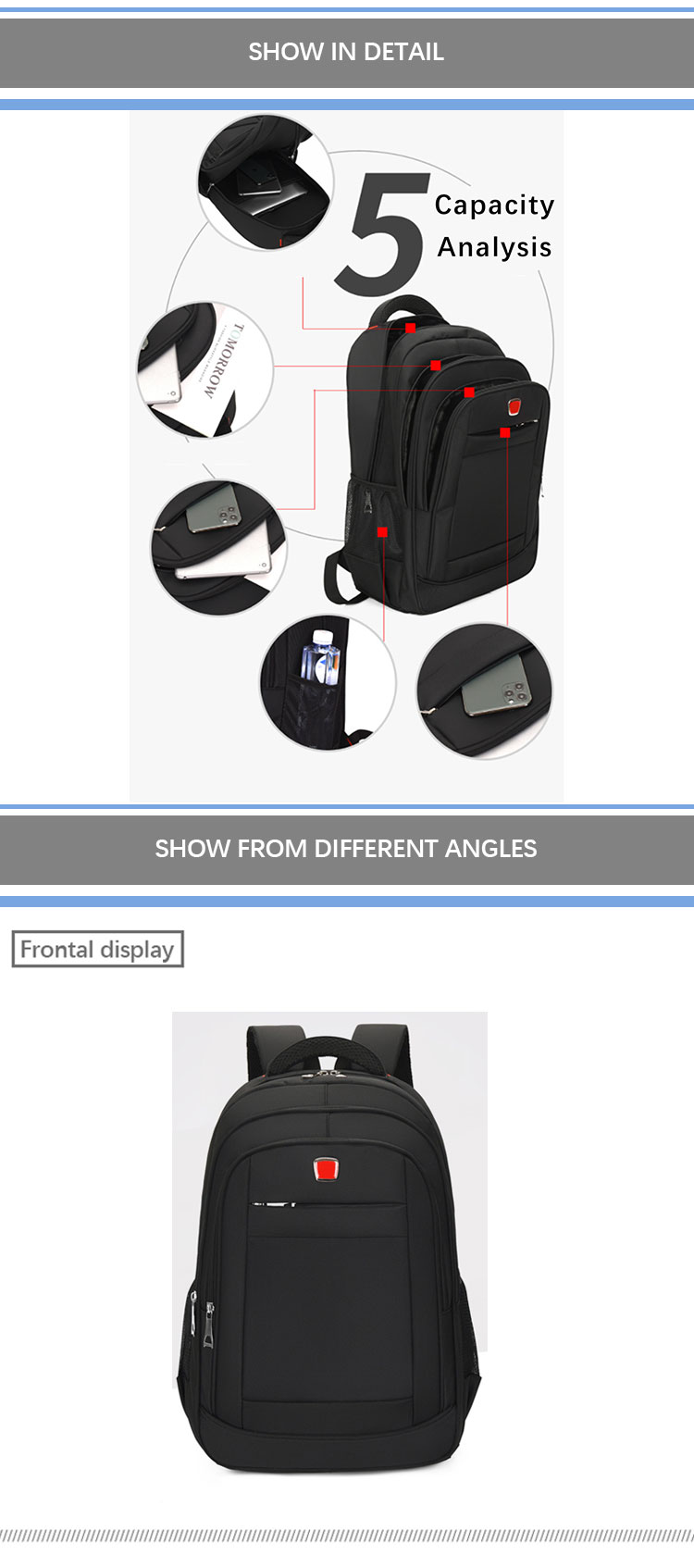 Multi Functional Business Laptop Backpacks Customized Size Logo Waterproof Rucksack