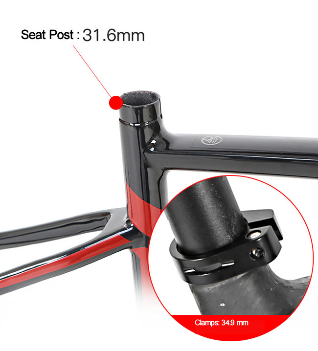 Lightweight Carbon Fiber Gravel Bike Frame 48cm Height 700C Tire
