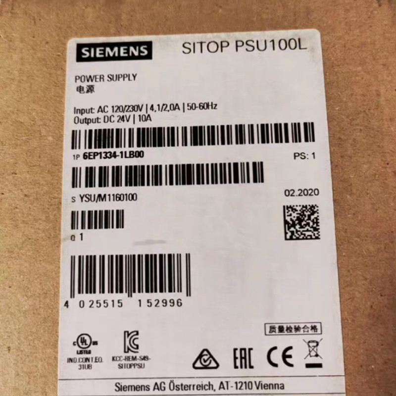 SIEMENS 6EP1334-1LB00 SITOP PSU100L 24 V/10 A Stabilized power supply input: 120/230 V AC, output: DC 24 V/10 A