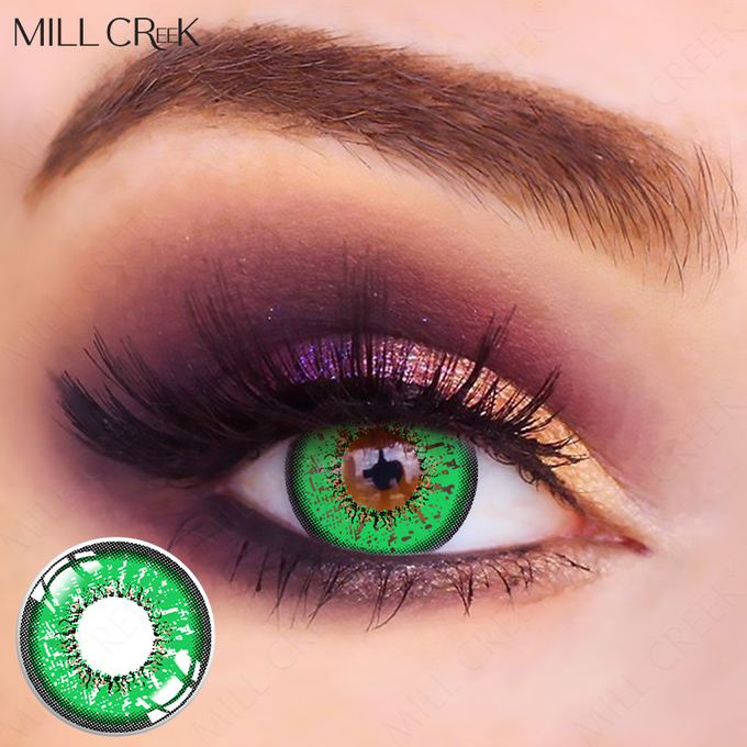 Oem Lime Green Werewolf Contact Lenses 14.5mm For Dark Eyes
