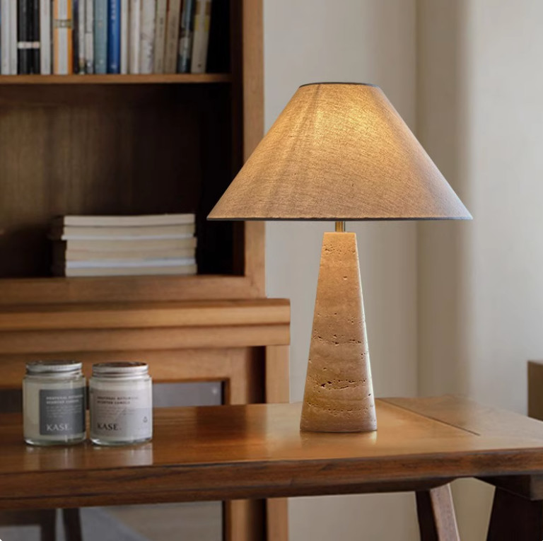 Yellow travertine wooden table lamp bedroom for home decorator interior stone table lamp