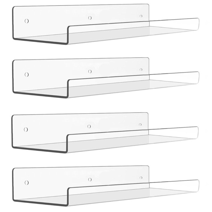 Wall Mounted 30cm Acrylic Shelf Bracket U Shaped Acrylic Book Holder Handmade